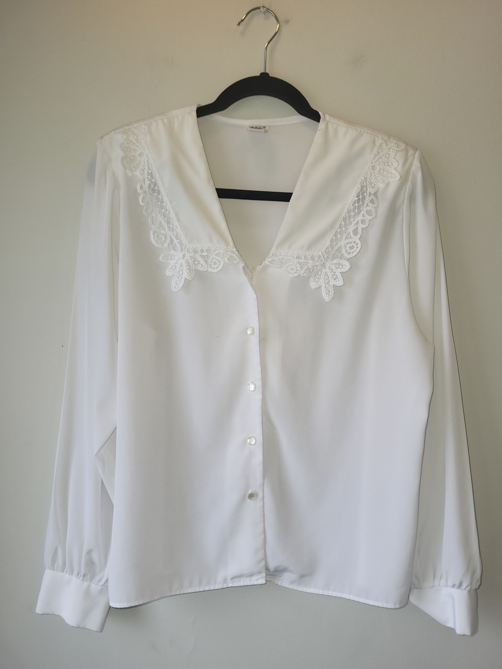 Classic White Crochet-Trim Blouse - Women